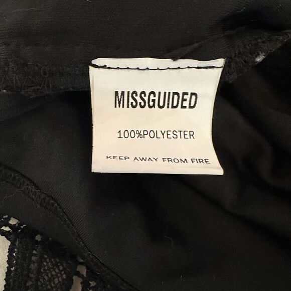 Missguided Floral Lace Overlay Short Sleeve Lined Sheath Dress Black Size 16 - Picture 5 of 5